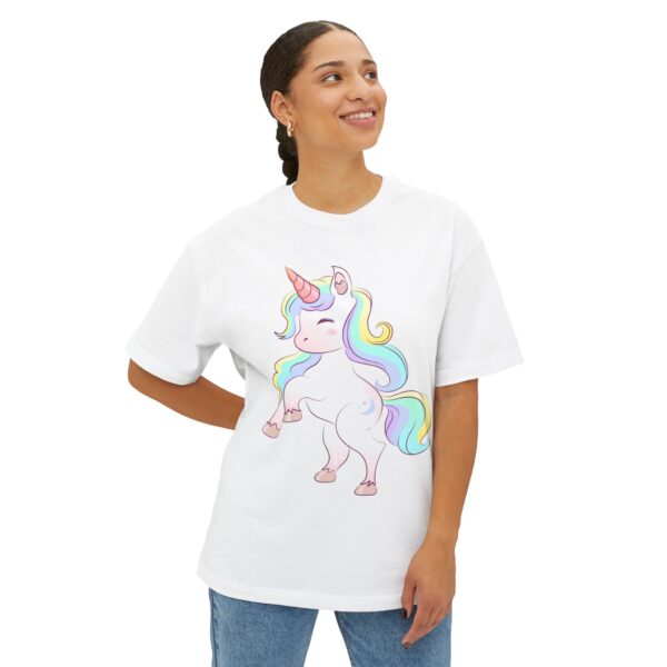 Cute Unicorn Oversized Tee, Relaxed Fit T-Shirt, Fun Animal Graphic Tee, Ideal for Casual Wear, Perfect Gift for Unicorn Lovers - Image 3